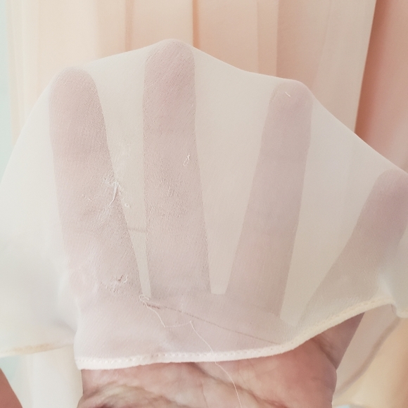 Vintage 80s Pink Pleated Ruched Formal High Low Midi Dress with Rose Detail - Picture 15 of 16